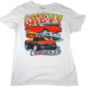 CHEMISTRY Womens White Short Sleeve Corvette Graphic T Shirt Size Medium